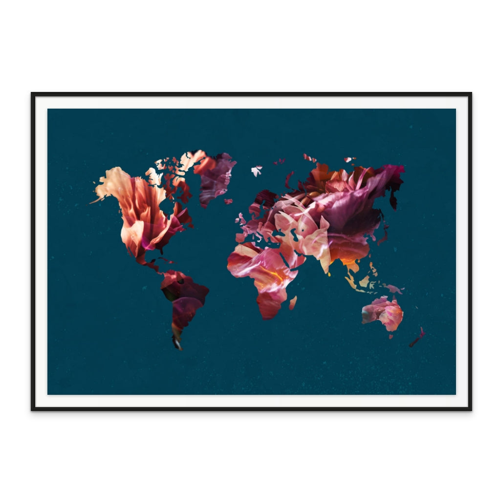Cuadro "World Map Flowers"