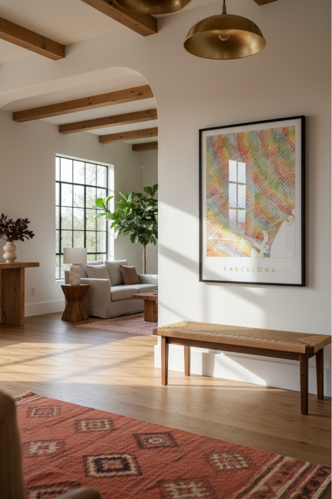 Cuadro "Barcelona Rainbow Watercolor"