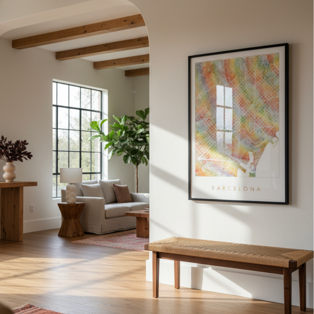 Cuadro "Barcelona Rainbow Watercolor"