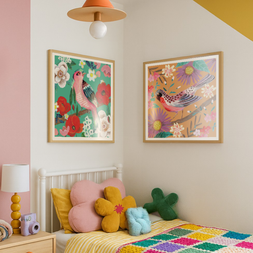 Cuadro "Bird and Flowers II"