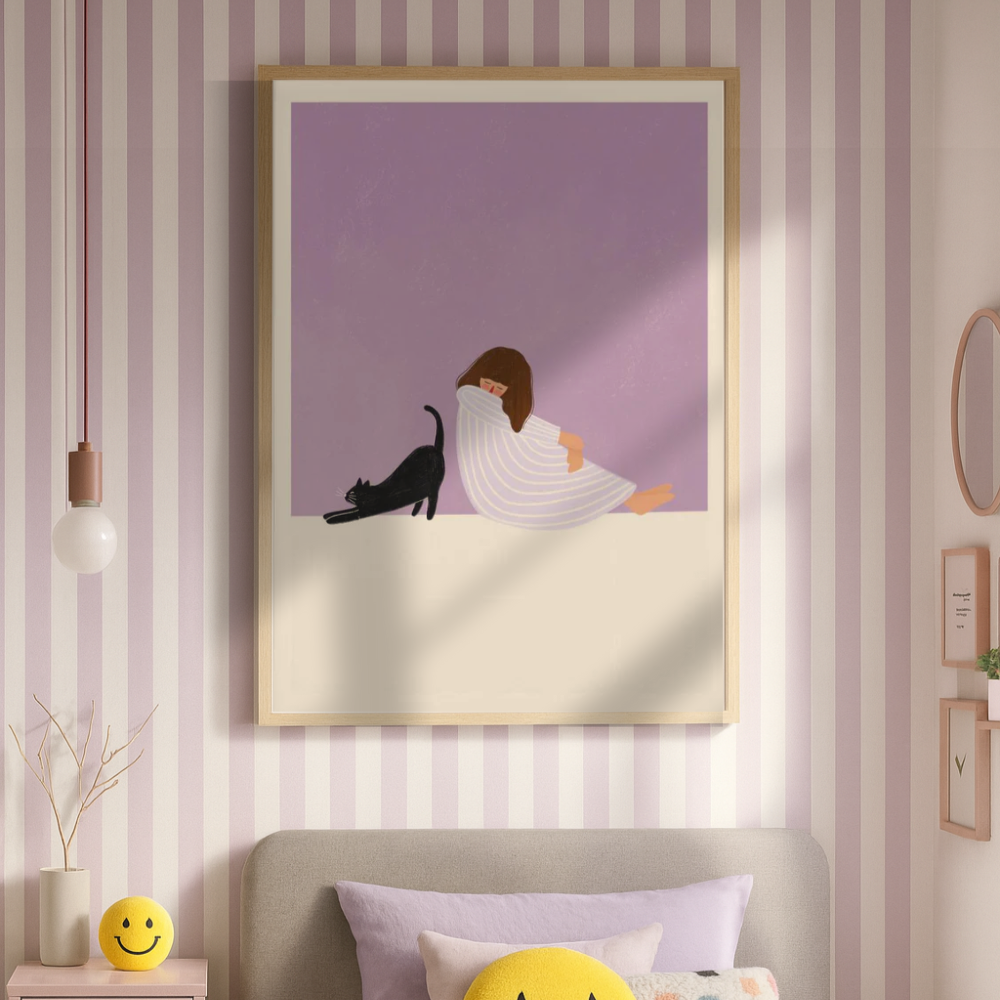 Cuadro "Girl and Cat"