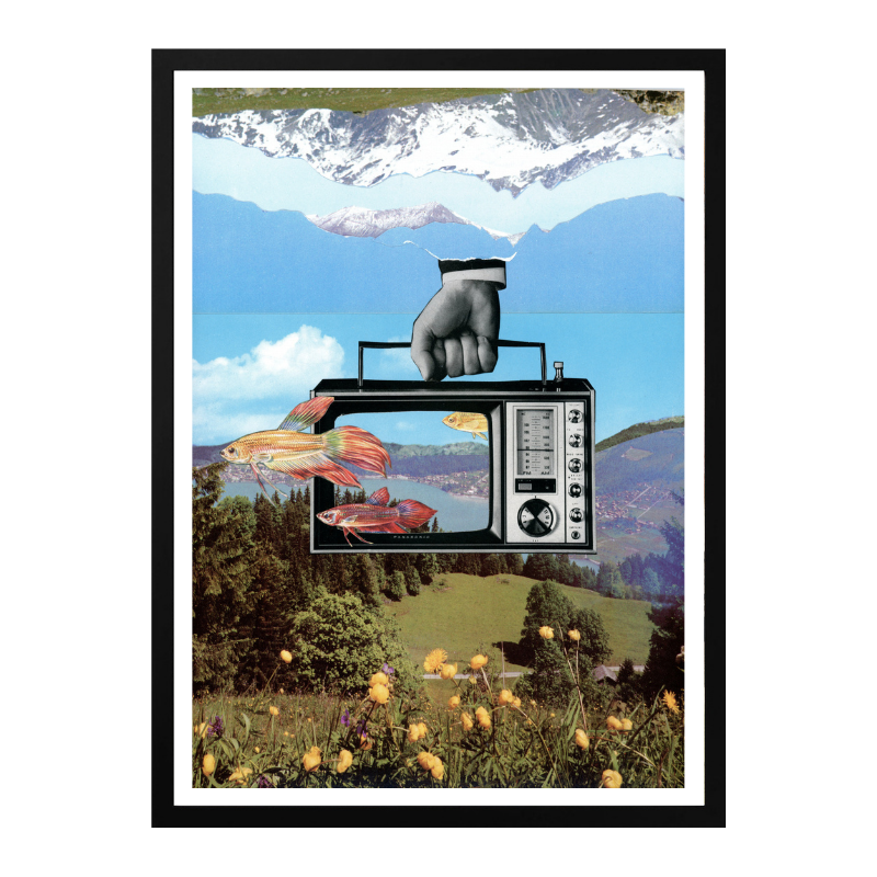 Cuadro "Surreal Fish TV Landscape"