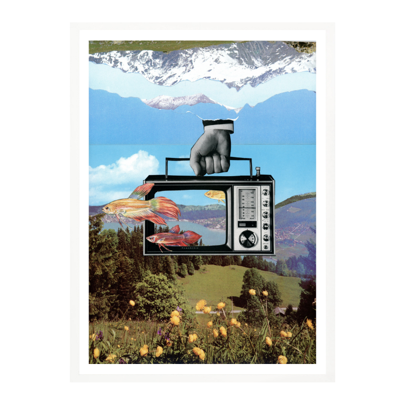 Cuadro "Surreal Fish TV Landscape"