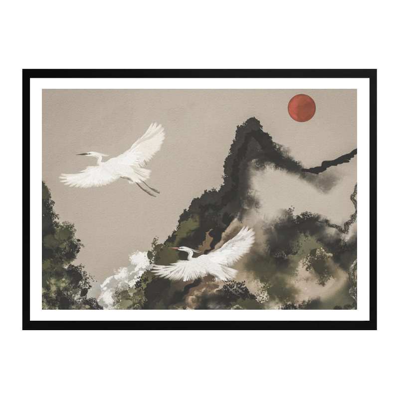 Cuadro "Red Sun Egret Flight"