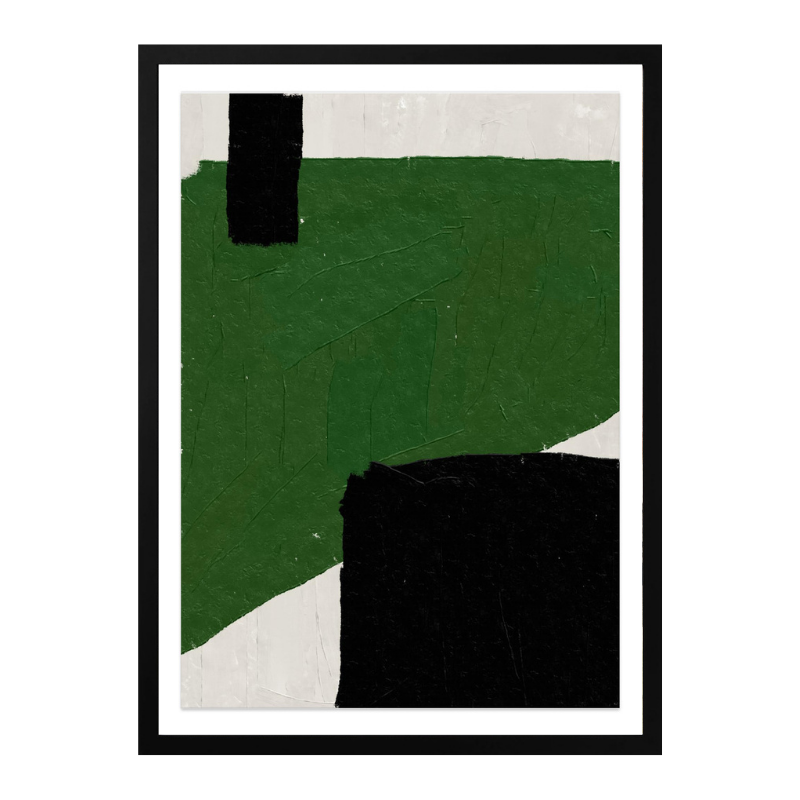 Green Black Oil Abstract No. 2 Art Print