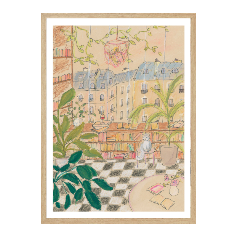 Cuadro "Antique Parisian Book Store Cat"