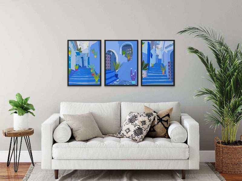 Set "Blue city" + "Morocco" + "Moroccan Garden III" Art Prints