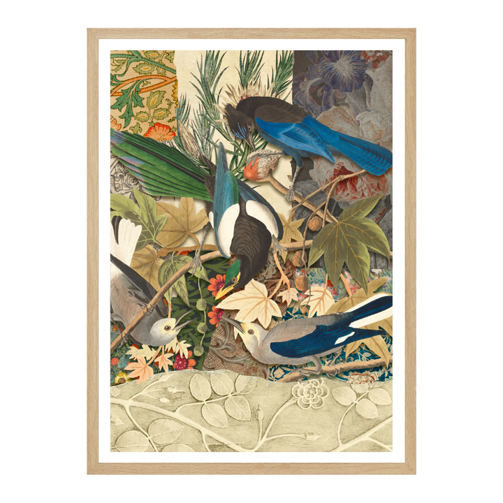 Cuadro "Vintage Botanical Bird Collage"