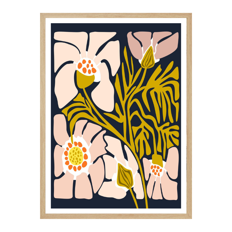 Cuadro "Backyard Flower Midnight Blue"