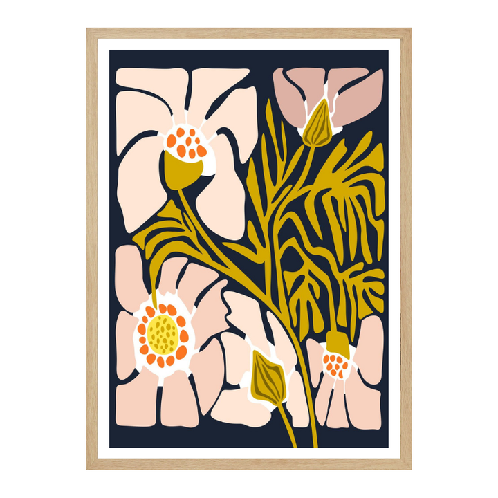 Cuadro "Backyard Flower Midnight Blue"