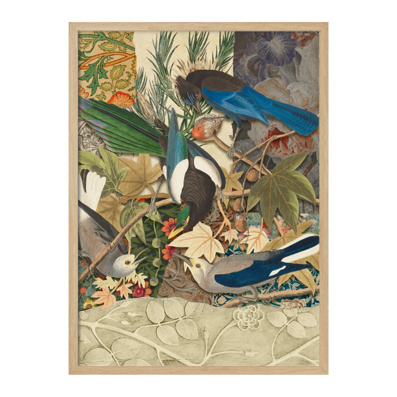 Cuadro "Vintage Botanical Bird Collage"