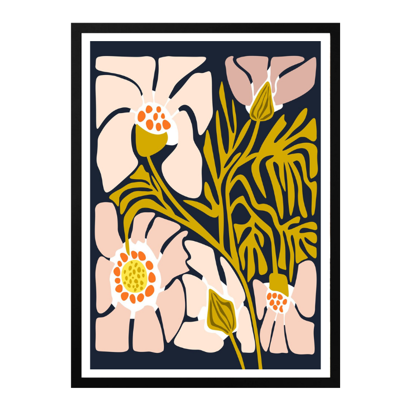 Cuadro "Backyard Flower Midnight Blue"