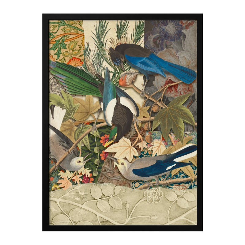 Cuadro "Vintage Botanical Bird Collage"