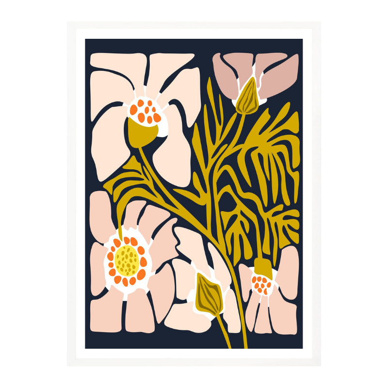 Cuadro "Backyard Flower Midnight Blue"