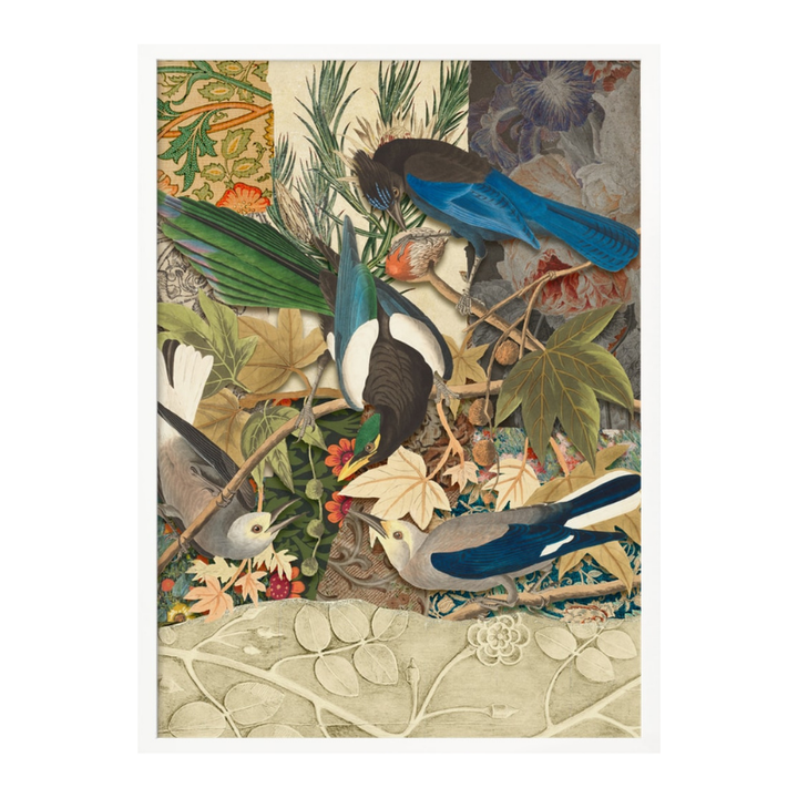 Cuadro "Vintage Botanical Bird Collage"