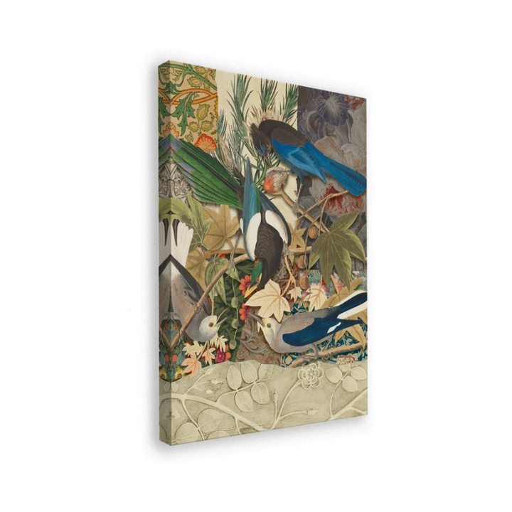Cuadro "Vintage Botanical Bird Collage"