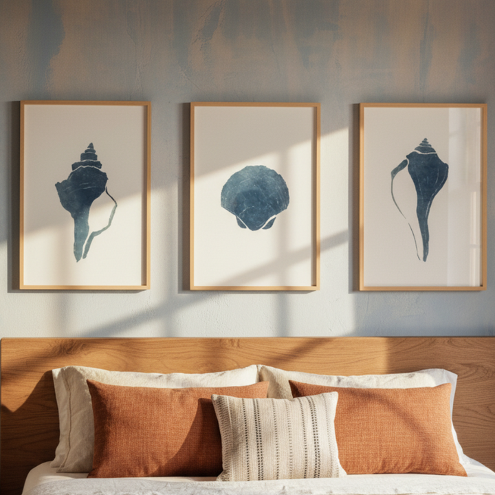 Set de cuadros "Blue Seashell"