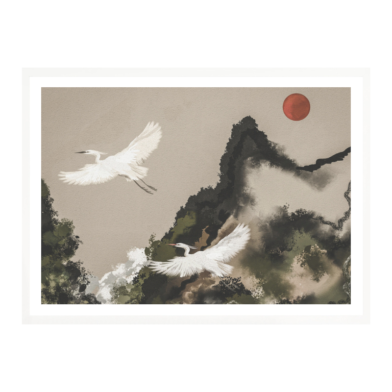 Cuadro "Red Sun Egret Flight"