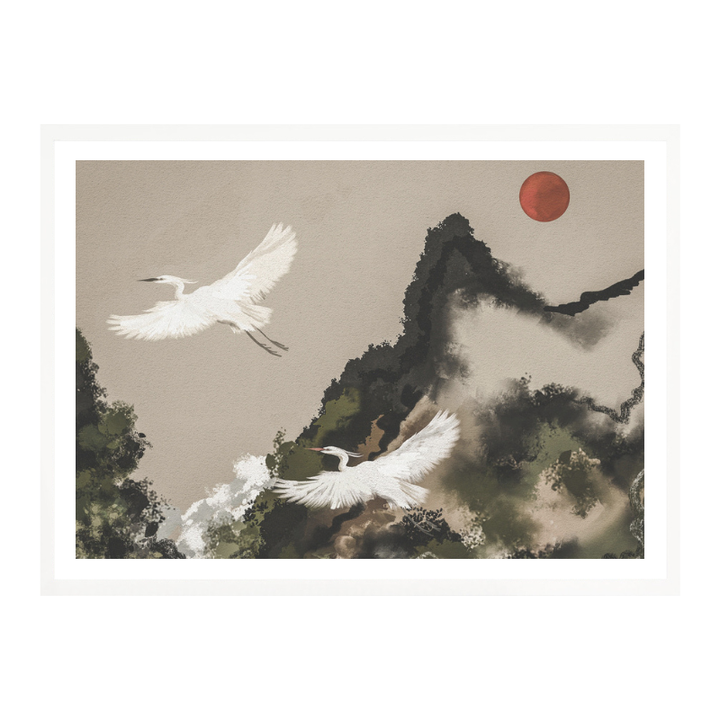 Cuadro "Red Sun Egret Flight"