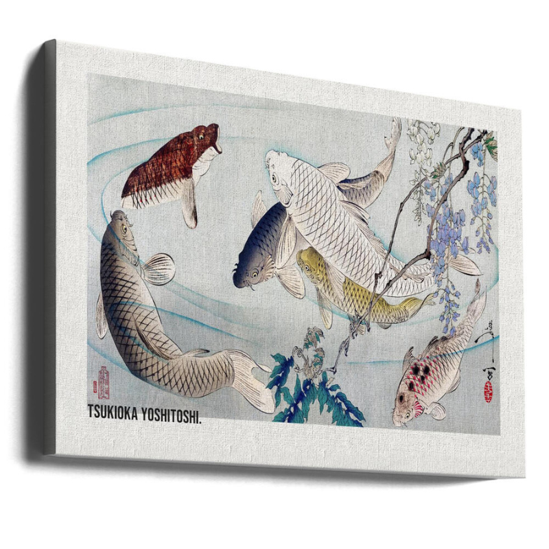 Cuadro "Six Carp Swimming Beneath Wisteria (1889)"