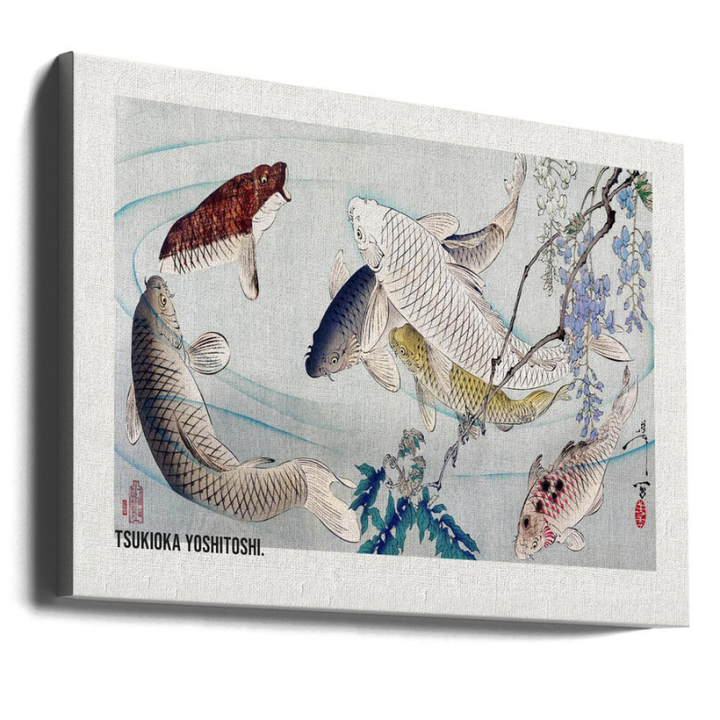 Cuadro "Six Carp Swimming Beneath Wisteria (1889)"