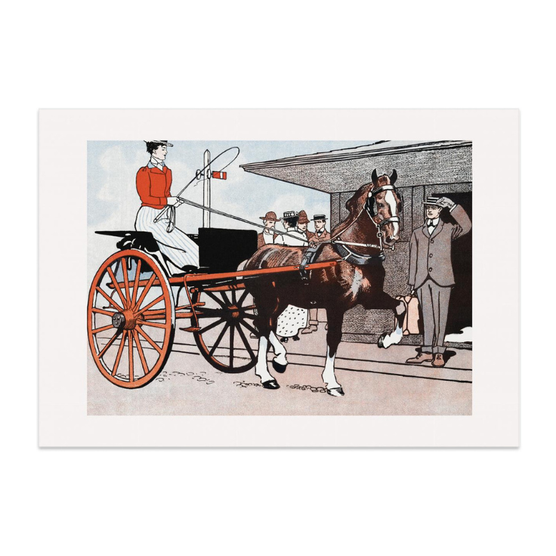 Woman In a Horse Carriage Art Print