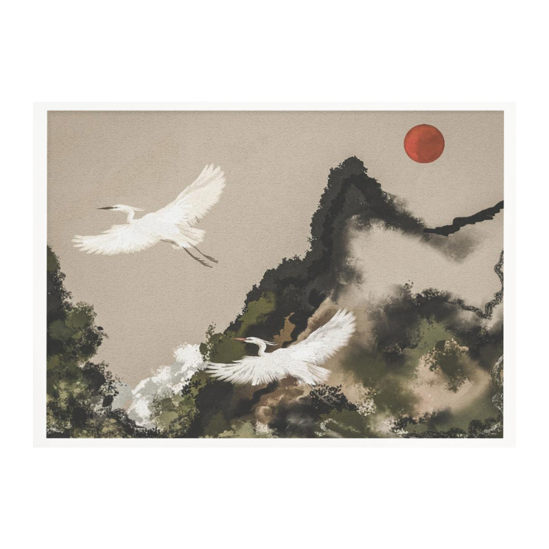 Cuadro "Red Sun Egret Flight"