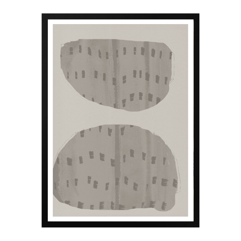 Cuadro "Balance – Abstract Organic Forms in Warm Grey and White"