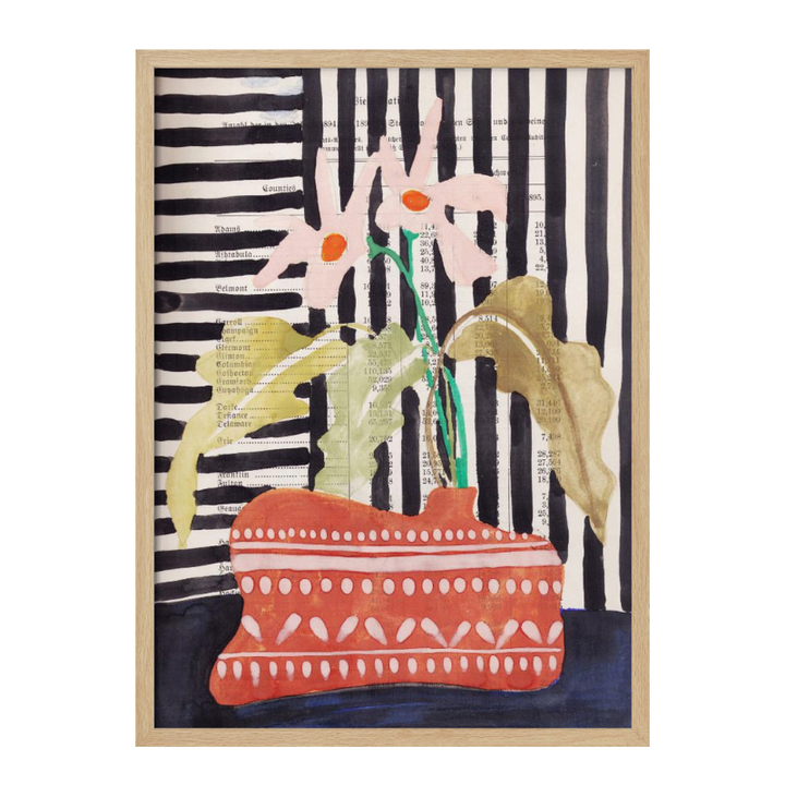 Cuadro "Delicate flowers in a hand-potted vase"