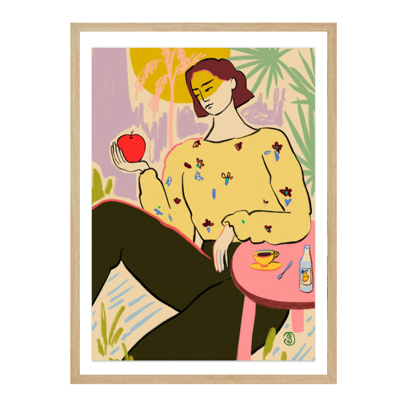 Woman with Apple Art Print