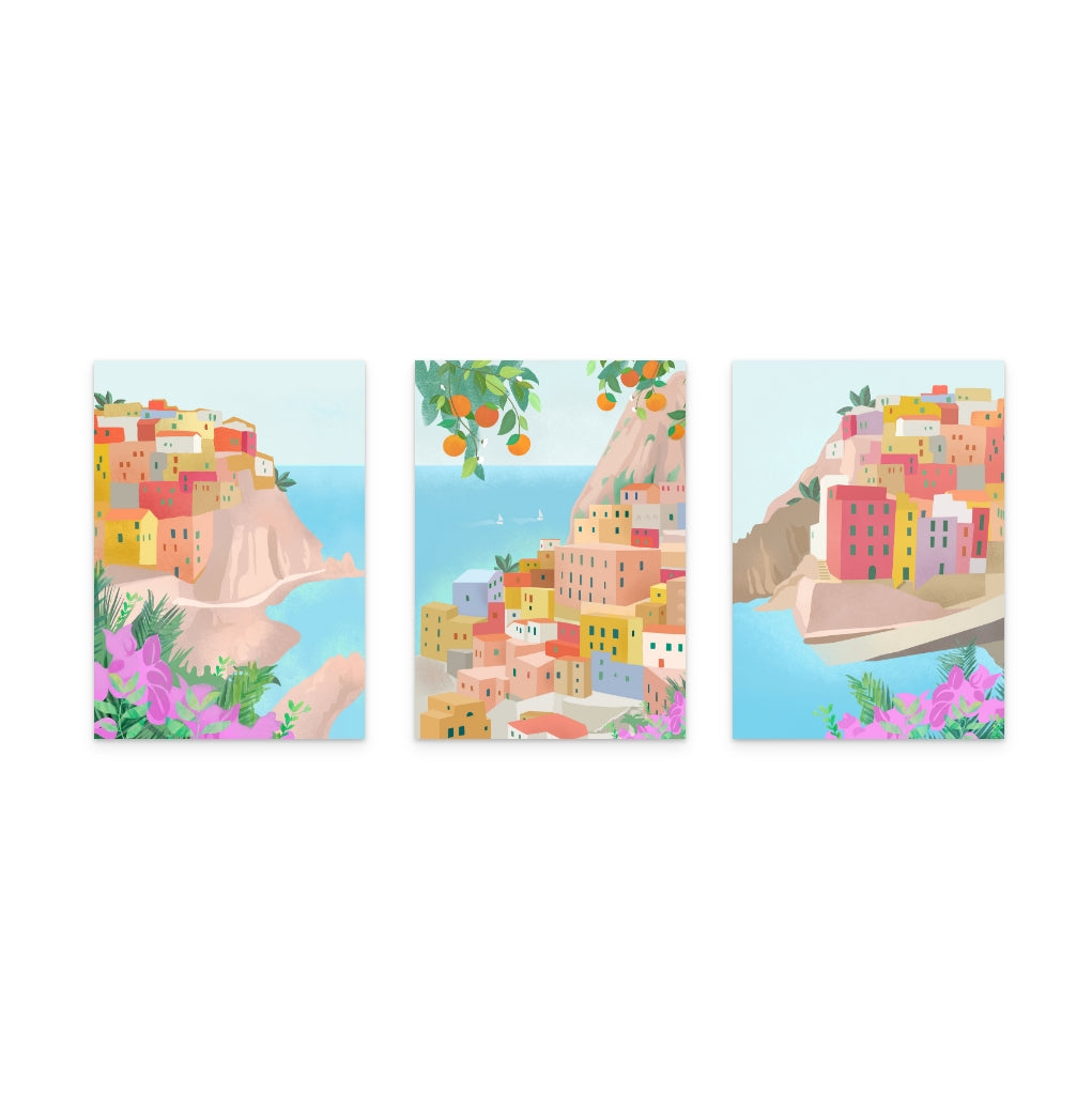 Set de "Italy" + "Amalfi" + "Cinque Tere" Art Prints