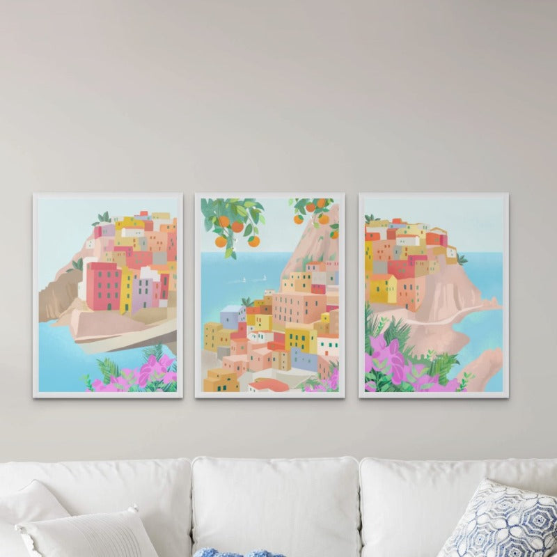 Set de "Italy" + "Amalfi" + "Cinque Tere" Art Prints