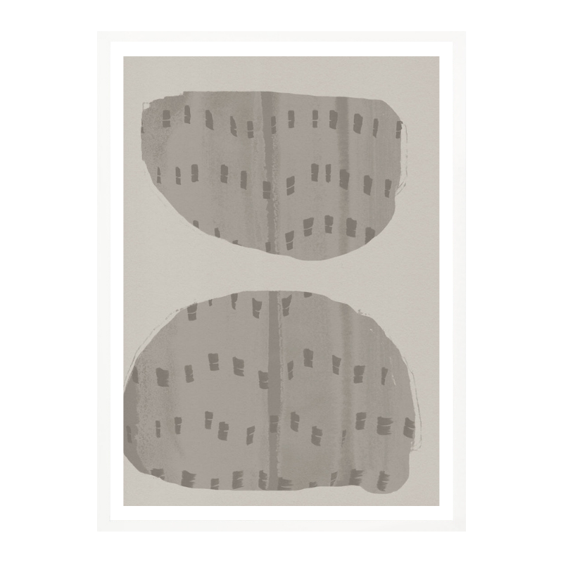 Cuadro "Balance – Abstract Organic Forms in Warm Grey and White"