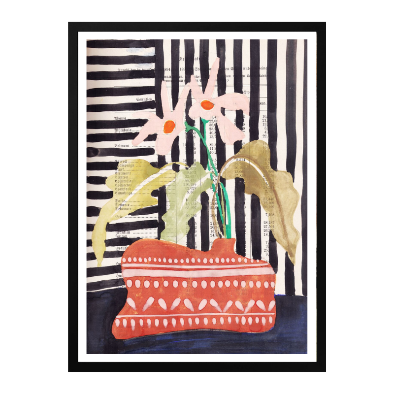 Cuadro "Delicate flowers in a hand-potted vase"