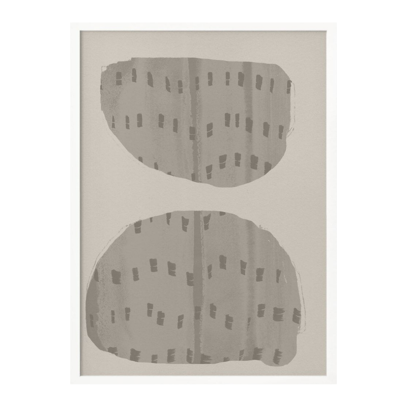 Cuadro "Balance – Abstract Organic Forms in Warm Grey and White"
