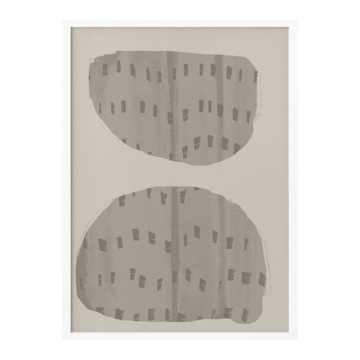 Cuadro "Balance – Abstract Organic Forms in Warm Grey and White"