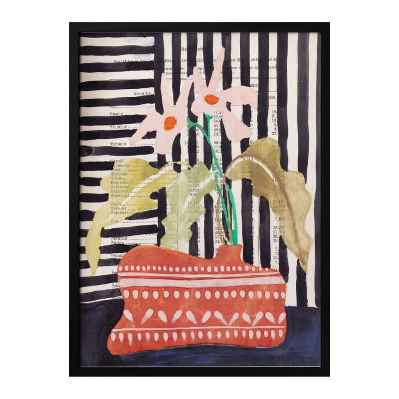 Cuadro "Delicate flowers in a hand-potted vase"