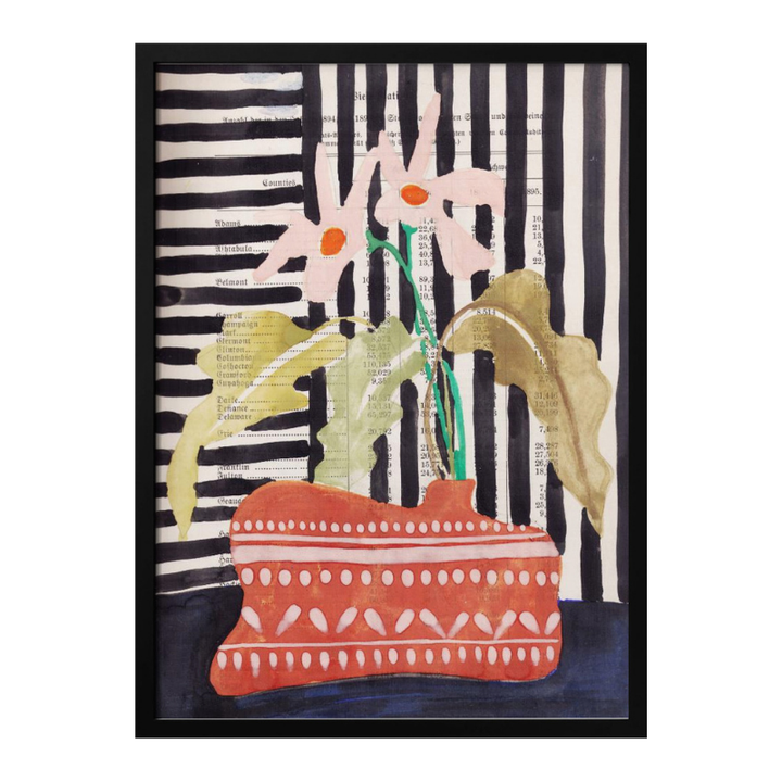 Cuadro "Delicate flowers in a hand-potted vase"