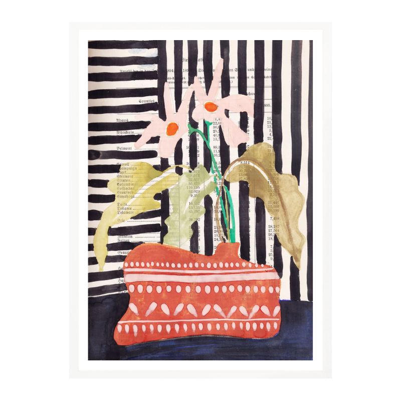 Cuadro "Delicate flowers in a hand-potted vase"