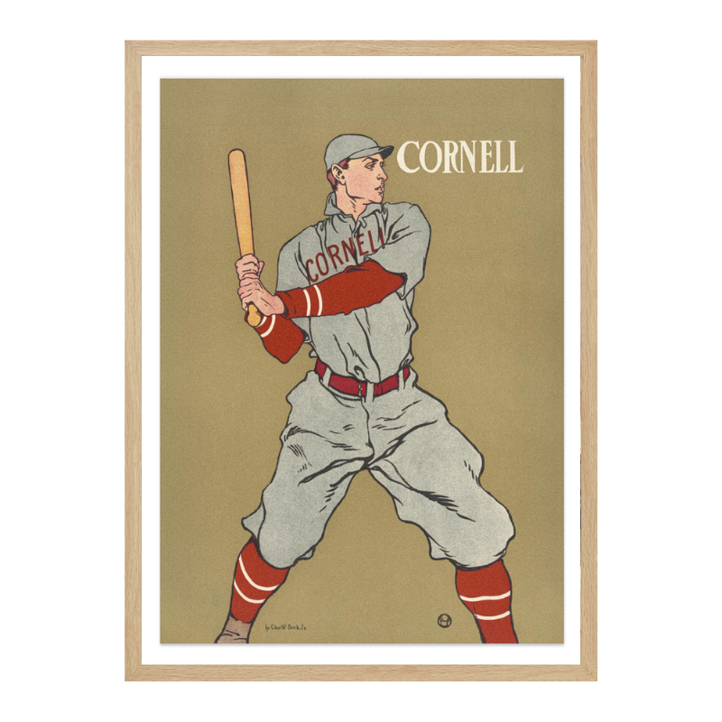 Vintage Drawing of a Baseball Player Holding a Bat Art Print