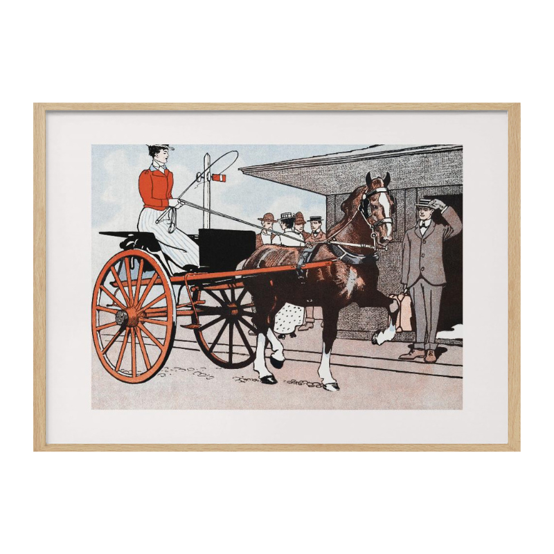 Woman In a Horse Carriage Art Print