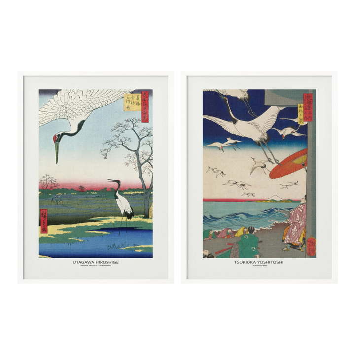 Set de cuadros "Cranes Over Water"