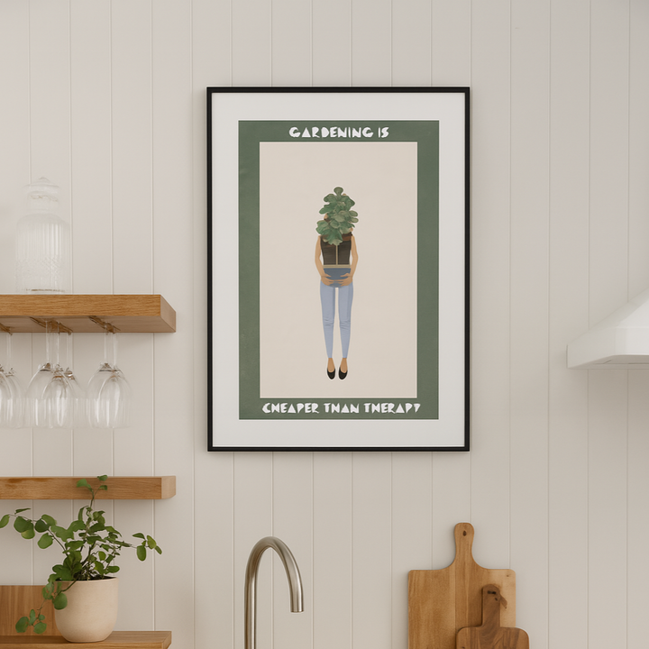 Cuadro "Gardening is cheaper than therapy"