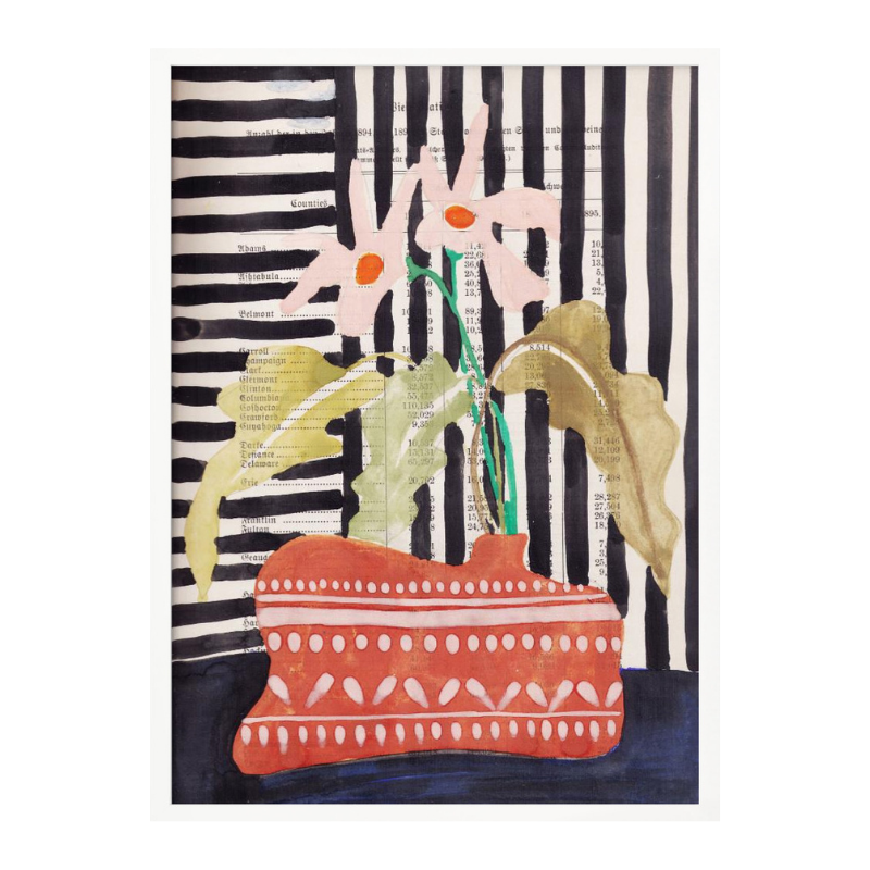 Cuadro "Delicate flowers in a hand-potted vase"