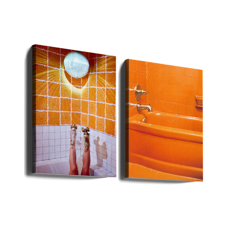 Set de cuadros "Retro Bathroom Groove"