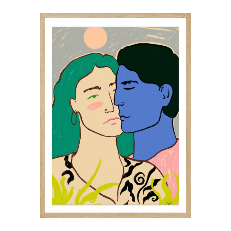 Lovers Under the Moon Art Print