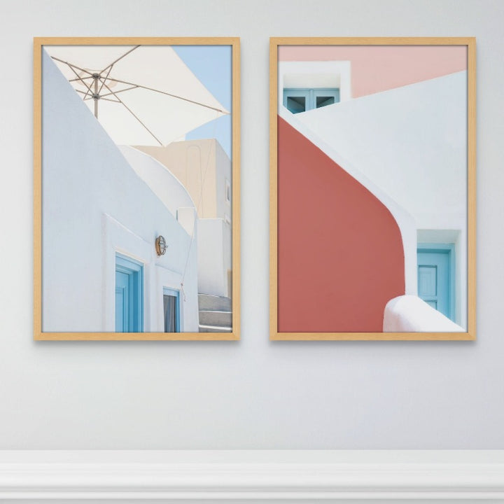 Set "Pastel Pinks And Blues" + "Sunshade And Blue Doors" Art Prints