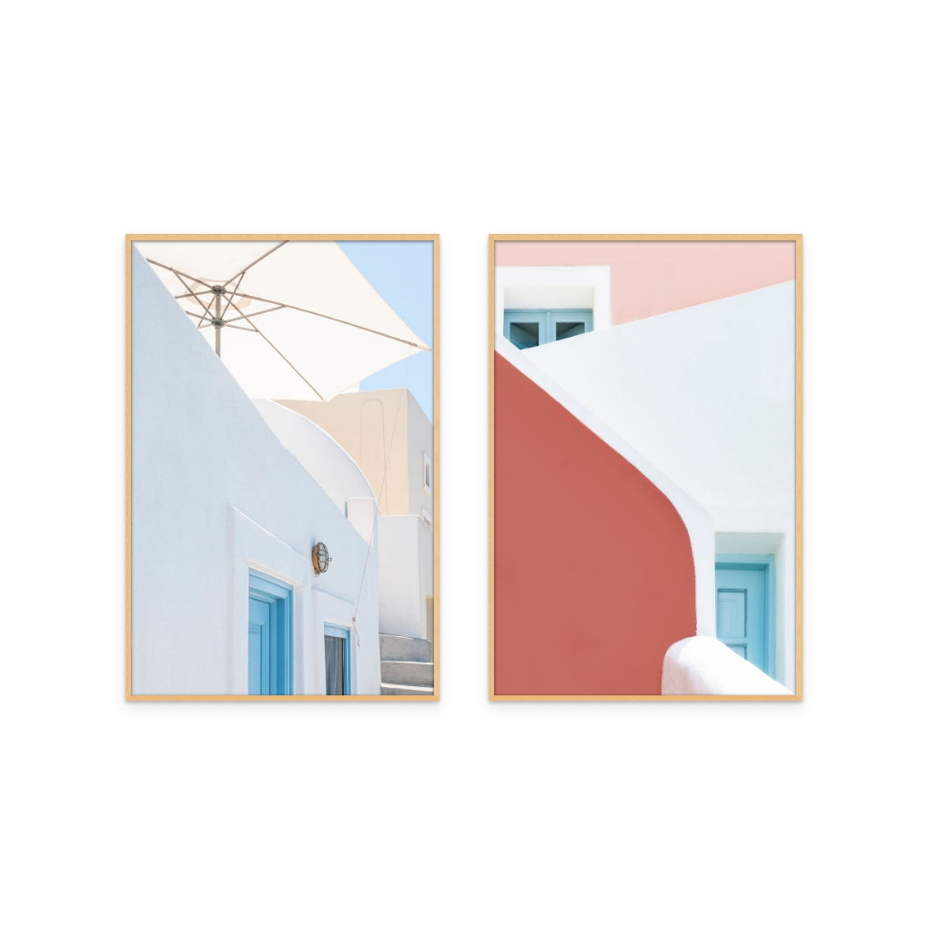 Set "Pastel Pinks And Blues" + "Sunshade And Blue Doors" Art Prints