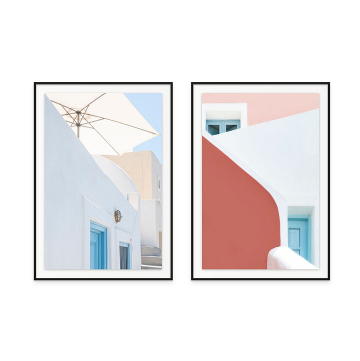 Set "Pastel Pinks And Blues" + "Sunshade And Blue Doors" Art Prints