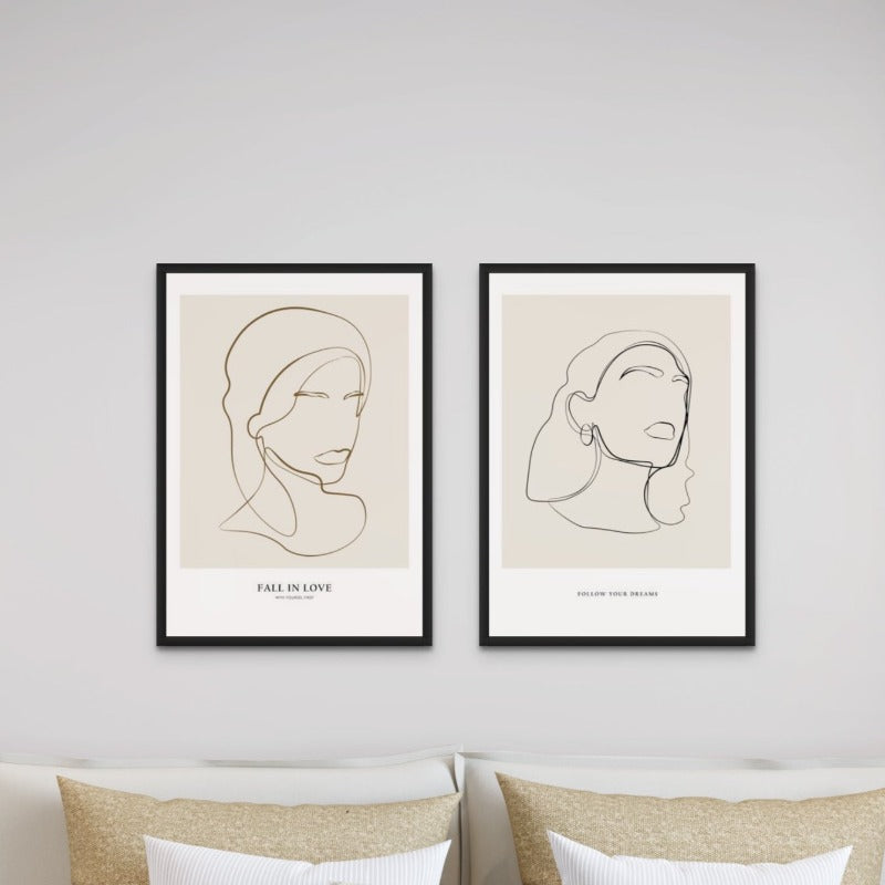 Set "Woman portrait" + "Minimalist Line" Art Prints